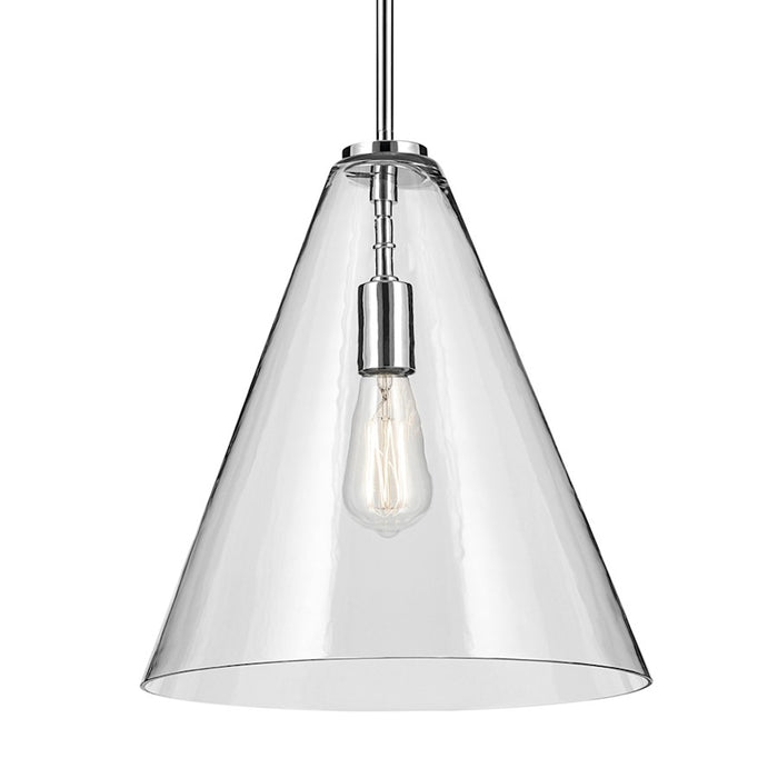 Kichler Everly 1 Light Cone 15.5" Pendant, Chrome/Clear