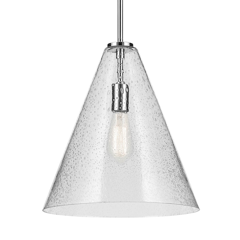 Kichler Everly 1 Light Cone 15.5" Pendant, Chrome/Clear Seeded