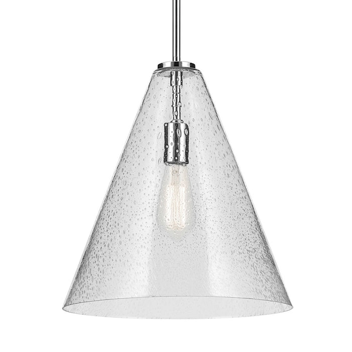 Kichler Everly 1 Light Cone 15.5" Pendant, Chrome/Clear Seeded