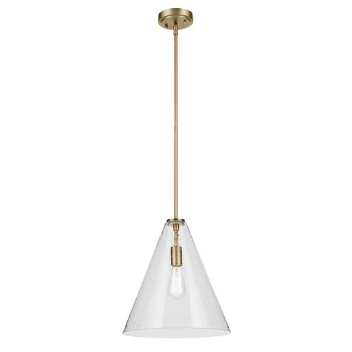 Kichler Everly 1 Light Cone 15.5" Pendant, Brass/Clear Seeded