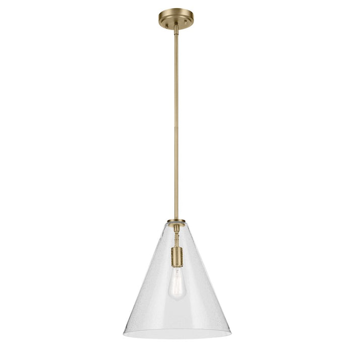 Kichler Everly 1 Light Cone 15.5" Pendant, Brass/Clear Seeded
