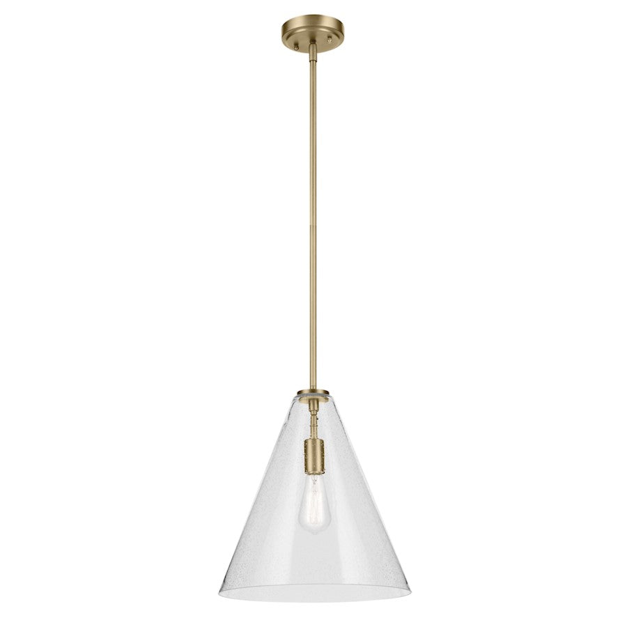 Kichler Everly 1 Light Cone 15.5" Pendant, Brass/Clear Seeded
