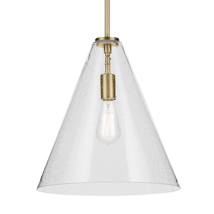 Kichler Everly 1 Light Cone 15.5" Pendant, Brass/Clear Seeded
