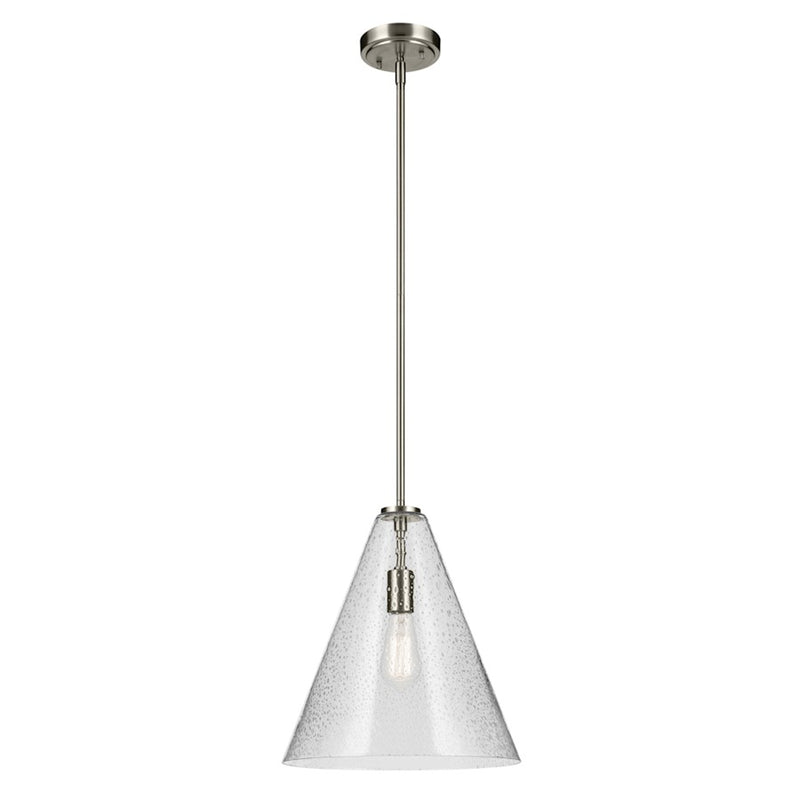 Kichler Everly 1 Light Cone 15.5" Pendant, Nickel/Clear Seeded