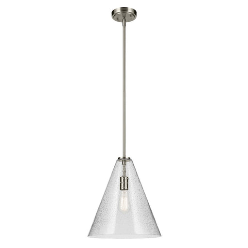Kichler Everly 1 Light Cone 15.5" Pendant, Nickel/Clear Seeded