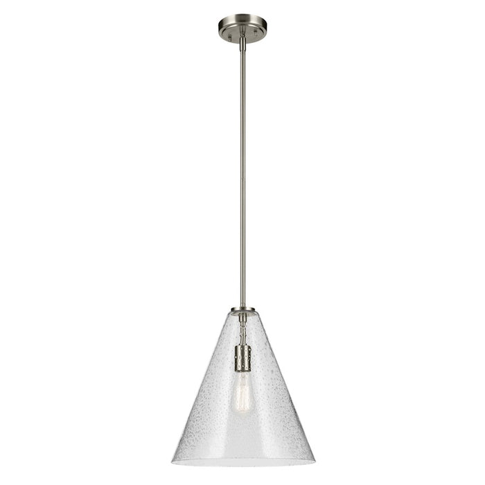 Kichler Everly 1 Light Cone 15.5" Pendant, Nickel/Clear Seeded