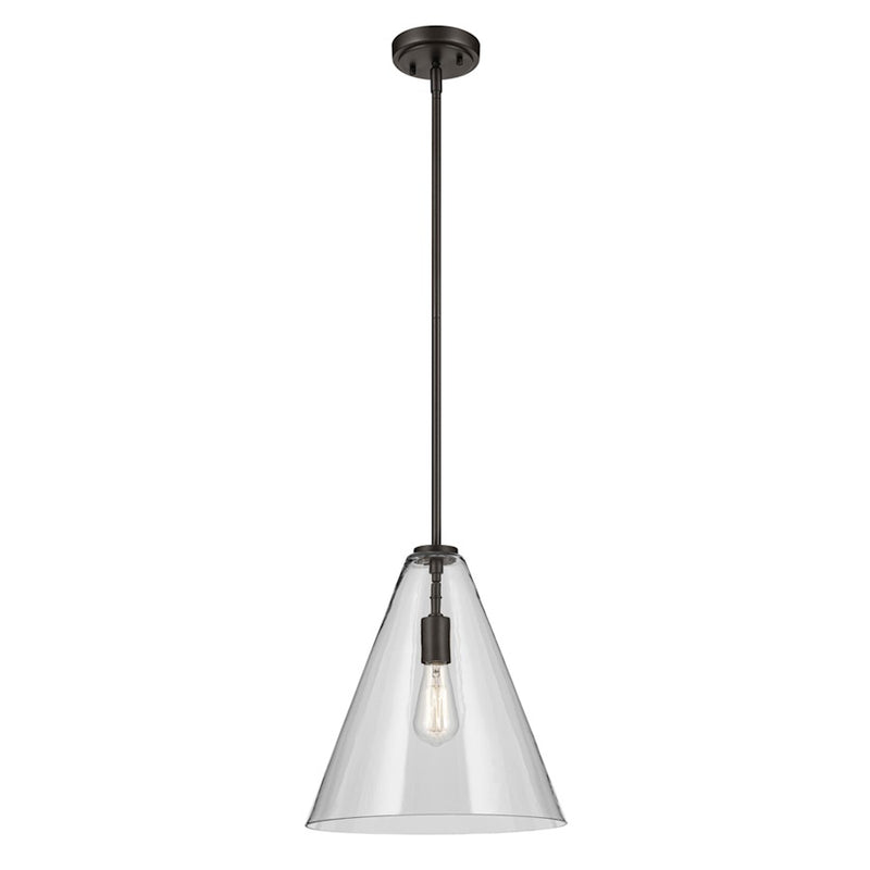 Kichler Everly 1 Light Cone 15.5" Pendant, Olde Bronze/Clear