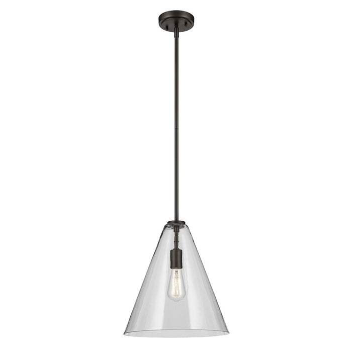 Kichler Everly 1 Light Cone 15.5" Pendant, Olde Bronze/Clear