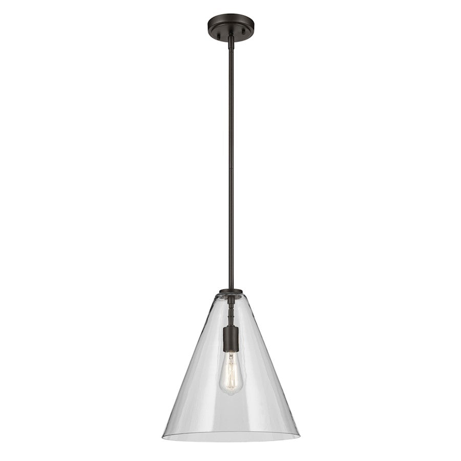 Kichler Everly 1 Light Cone 15.5" Pendant, Olde Bronze/Clear
