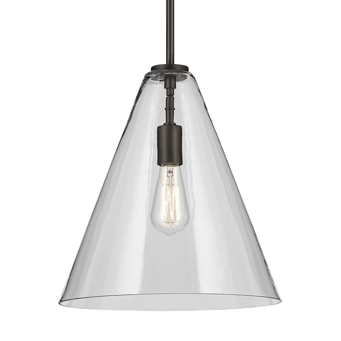 Kichler Everly 1 Light Cone 15.5" Pendant, Olde Bronze/Clear