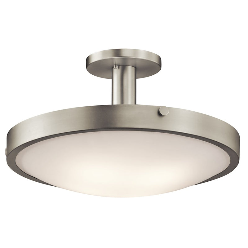 Kichler Lytham 20in 4-Light Semi-Flush | Transitional Brushed Nickel and Satin Etched White Glass | Bedroom & Hallway | 20 x 11 in | Model 42246NI