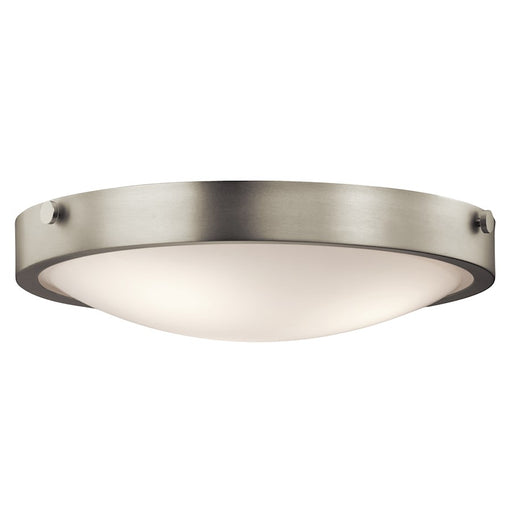 Kichler Lytham 17.5in 3-Light Flush Mount | Transitional Brushed Nickel and Satin Etched White Glass | Bedroom & Hallway | Model 42275NI