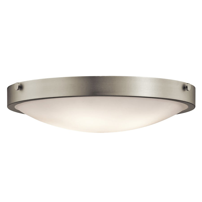 Kichler Lytham 20in 4-Light Flush Mount Ceiling Light | Brushed Nickel and Satin Etched White Glass | Hallway & Bedroom | 20 x 5.5 in | Model 42276NI