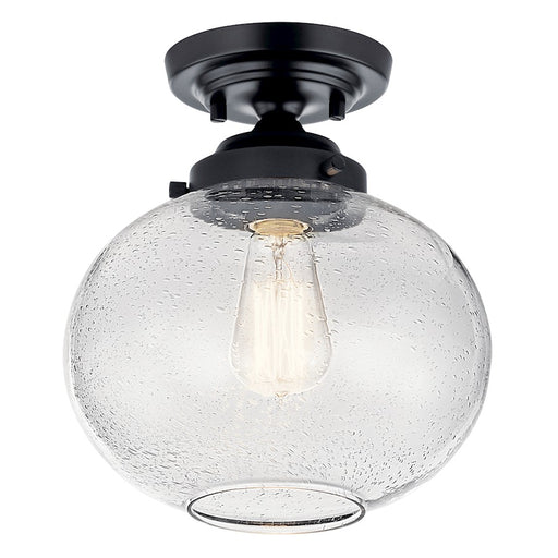 Kichler Avery 11" 1 Light Semi Flush Mount, Black/Clear Seeded