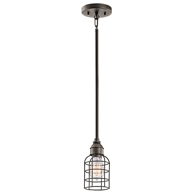 Kichler Mini Pendant 1-Light | Transitional Olde Bronze Steel | Kitchen Island & Dining Room | 5 x 5 x 8.75 in | Model 42308OZ