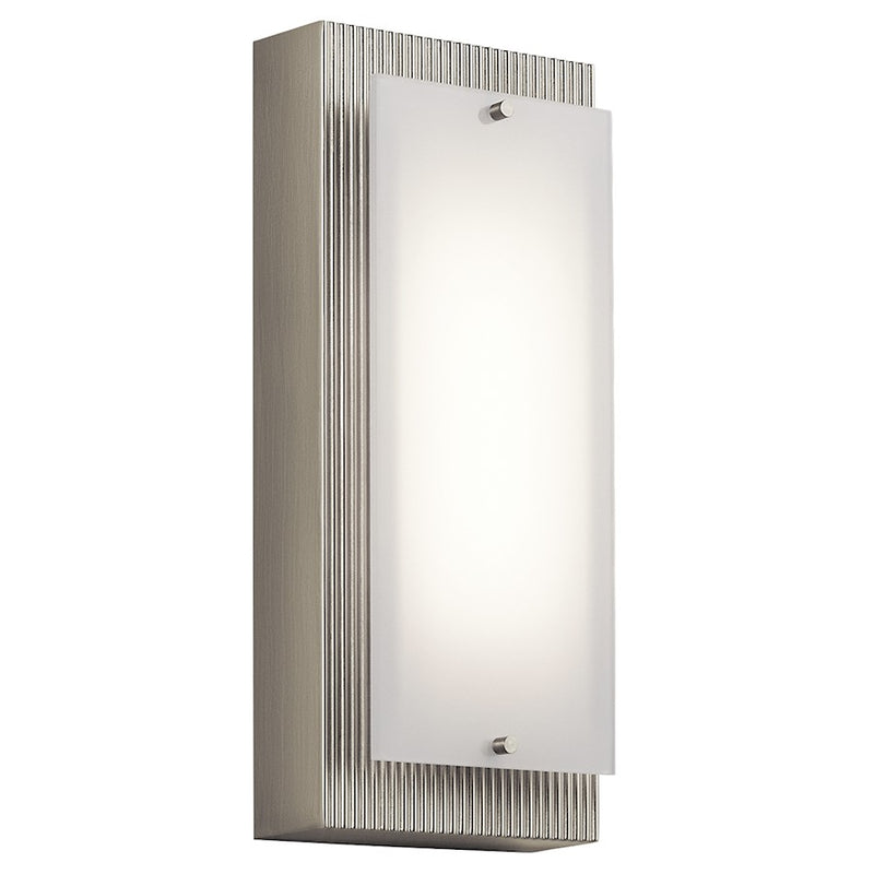 Kichler Vego 1-Light LED Wall Sconce | Contemporary Brushed Nickel and White Glass | Bedroom & Hallway Accent | 5 x 12 in | Model 42372NILED