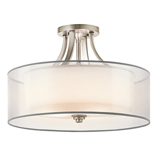 Kichler Lacey 20in 4-Light Semi Flush Mount | Transitional Mission Bronze and Light Umber Translucent Glass | Entryway & Hallway | Model 42387MIZ