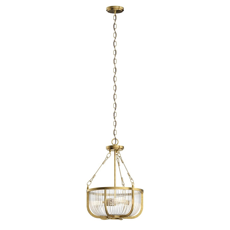 Kichler 3-Light Pendant 16in | Transitional Natural Brass Steel | Kitchen Island & Dining Room | 16 x 16 x 22.25 in | Model 42389NBR