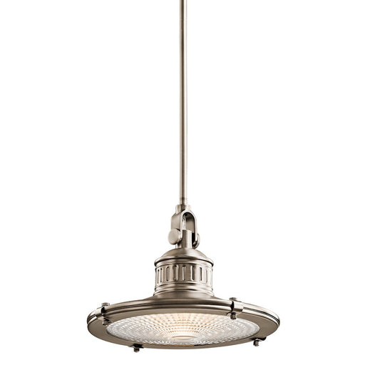 Kichler Sayre 12in 1-Light Pendant | Lodge Antique Pewter and Clear Fresnel Lens | Home Office & Workspace | 12 x 9.25 in | Model 42437AP