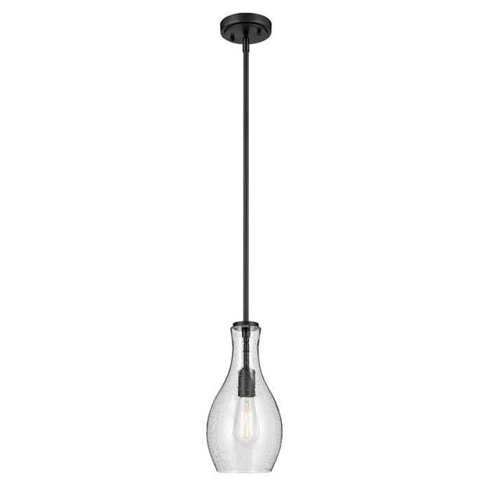 Kichler Everly 1 Light Bell 13.75" Pendant, Black/Clear Seeded
