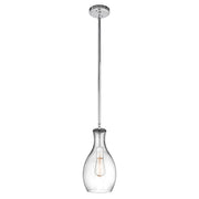 Kichler Everly 7in 1-Light Pendant | Transitional Chrome and Clear Glass | Kitchen Island & Dining Room | 7 x 14 in | Model 42456CHCLR