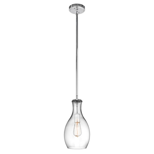 Kichler Everly 7in 1-Light Pendant | Transitional Chrome and Clear Glass | Kitchen Island & Dining Room | 7 x 14 in | Model 42456CHCLR