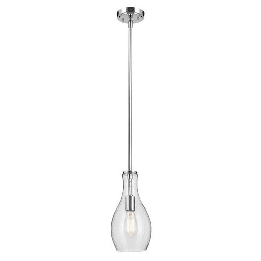 Kichler Everly 1 Light Bell 13.75" Pendant, Chrome/Clear Seeded