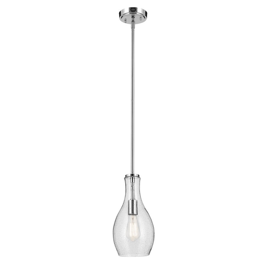 Kichler Everly 1 Light Bell 13.75" Pendant, Chrome/Clear Seeded