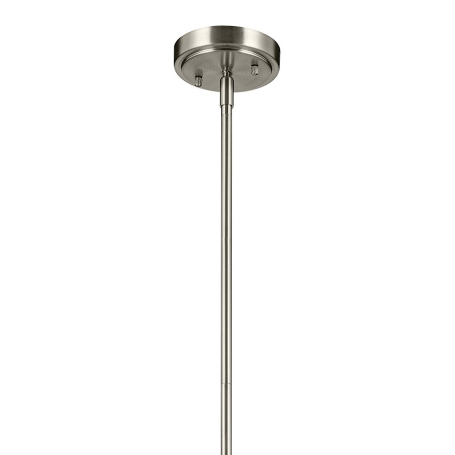 Kichler Everly 1 Light Bell 13.75" Pendant, Brushed Nickel/Clear