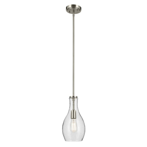 Kichler Everly 1 Light Bell 13.75" Pendant, Nickel/Clear Seeded