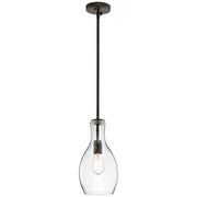 Kichler Everly 7in 1-Light Pendant | Transitional Olde Bronze and Clear Glass | Kitchen Island & Dining Room | 7 x 13.75 x 52 in | Model 42456OZCLR