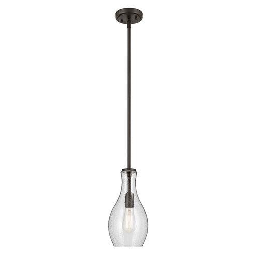 Kichler Everly 1 Light Bell 13.75" Pendant, Olde Bronze/Clear Seeded