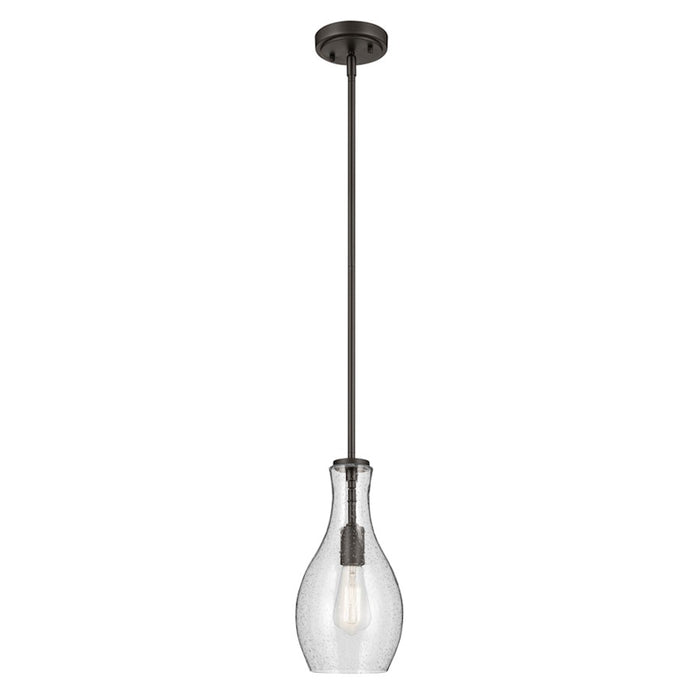 Kichler Everly 1 Light Bell 13.75" Pendant, Olde Bronze/Clear Seeded