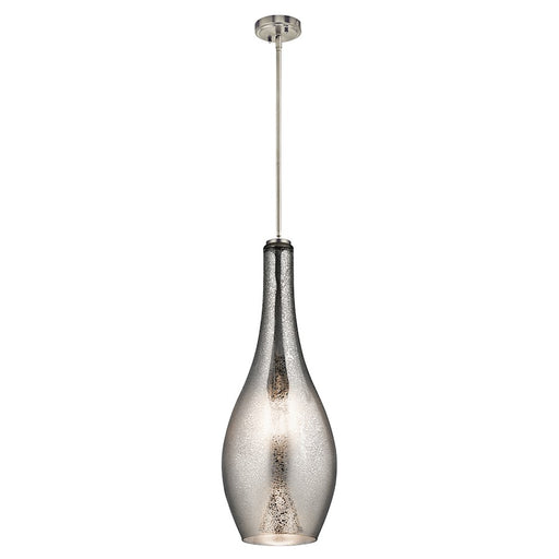 Kichler Everly 11in 1-Light Pendant | Transitional Brushed Nickel and Mercury Glass | Kitchen Island & Dining Room | Model 42475NIMER