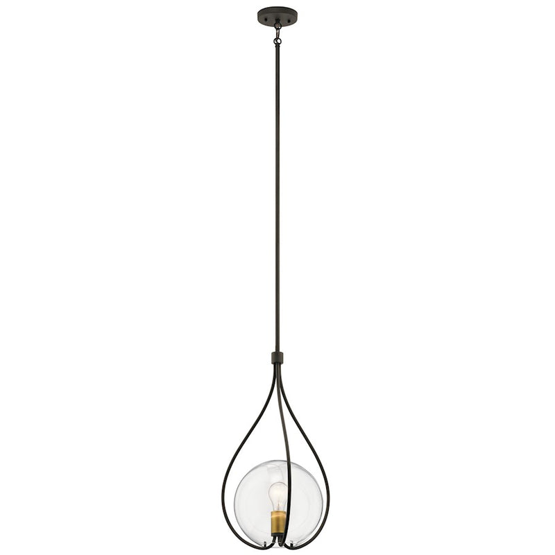 Kichler Lynne 14in 1-Light Pendant | Transitional Olde Bronze | Kitchen Island & Dining Room | 14 x 14 x 22.5 in | Model 42494OZ