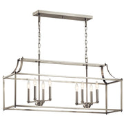 Kichler 40in 8-Light Linear Chandelier | Traditional Brushed Nickel Steel | Kitchen Island & Dining Room | 40 x 12 x 19 in | Model 42497NI