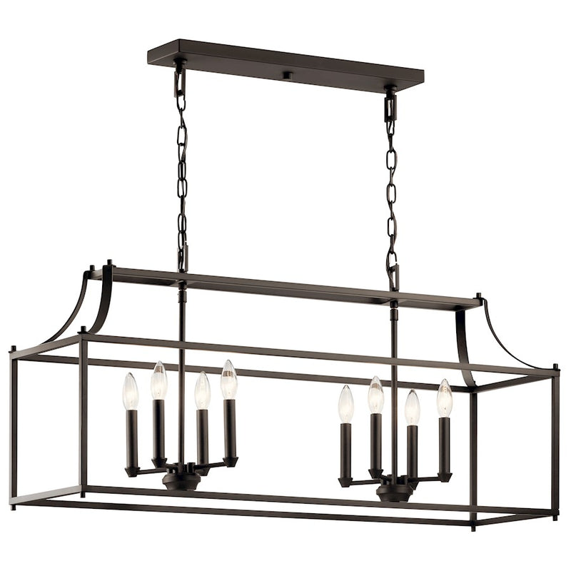 Kichler 40in 8-Light Linear Chandelier | Traditional Olde Bronze Steel | Kitchen Island & Dining Room | 40 x 12 x 19 in | Model 42497OZ
