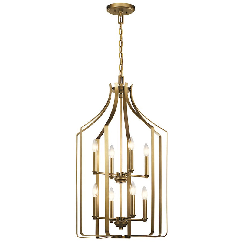 Kichler Morrigan 21in 3-Light Pendant | Traditional Natural Brass Steel | Foyer & Entryway | 10 x 21 in | Model 42499NBR