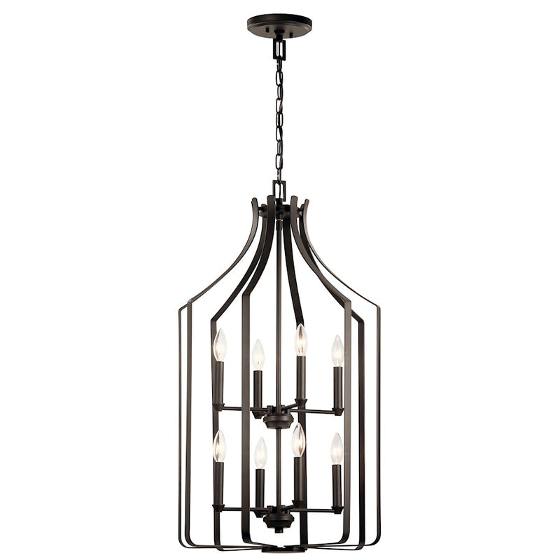 Kichler 8-Light Foyer Chandelier | Traditional Olde Bronze Steel | Entryway & Dining Room | 19 x 19 x 34 in | Model 42498OZ