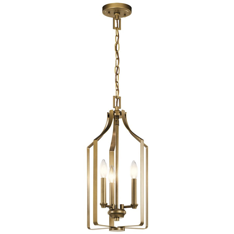 Kichler Morrigan 21in 3-Light Pendant | Traditional Natural Brass Steel | Foyer & Entryway | 10 x 21 in | Model 42499NBR