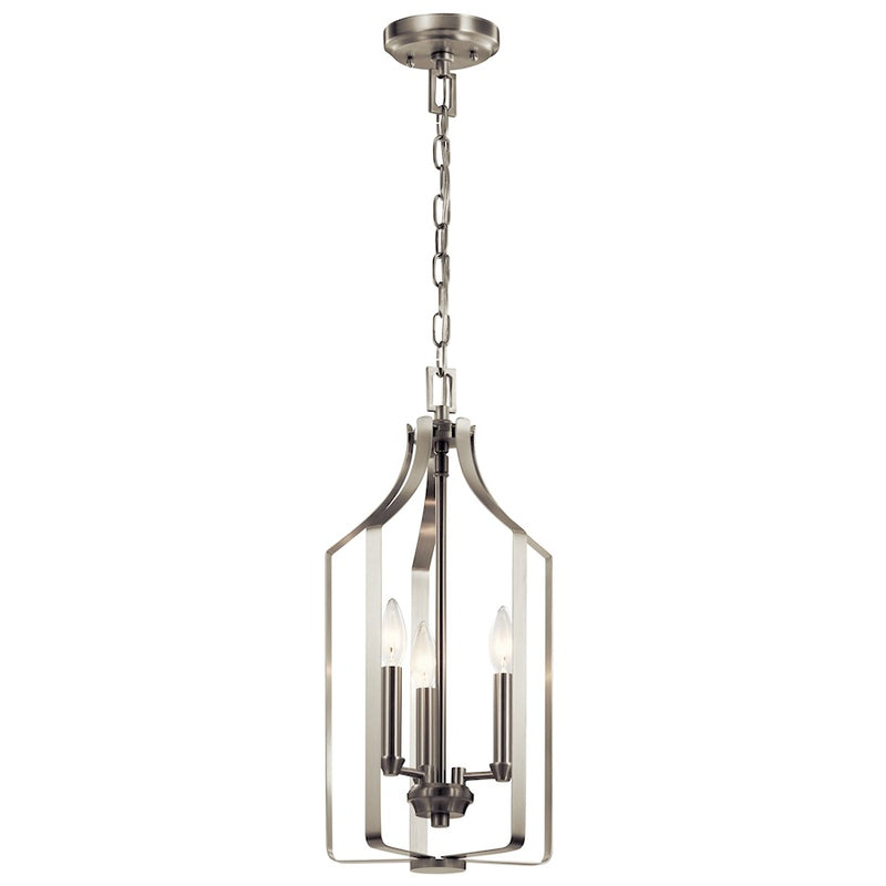 Kichler 3-Light Foyer Pendant | Traditional Brushed Nickel Steel | Entryway & Dining Room | 10 x 10 x 21 in, 300W Incandescent | Model 42499NI
