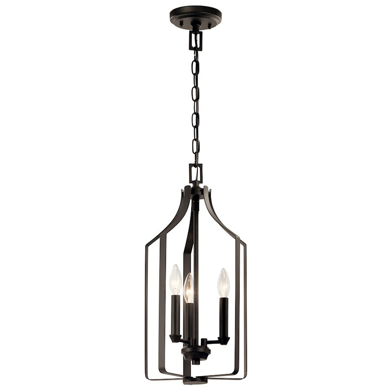 Kichler 3-Light Foyer Pendant | Traditional Olde Bronze Steel | Entryway & Dining Room | 10 x 10 x 21 in | Model 42499OZ