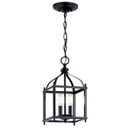 Kichler Larkin 8in 2-Light Mini Pendant | Industrial Black Steel Cage | Kitchen Island & Foyer | 8 x 14.75 in | Model 42565BK