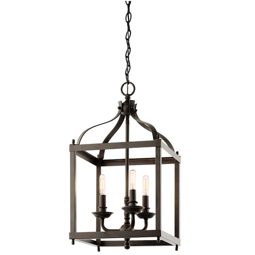 Kichler Larkin 12in 3-Light Pendant | Traditional Olde Bronze Steel | Foyer & Dining Room | 12 x 22 in, Adjustable Height | Model 42566OZ