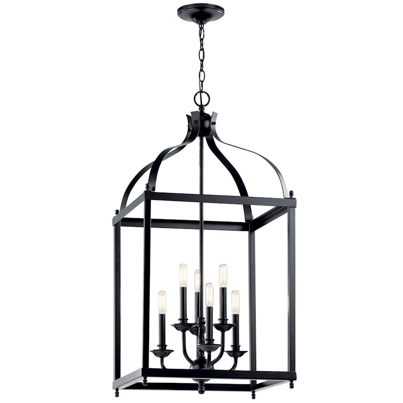 Kichler Larkin 18in 6-Light Chandelier | Industrial Black Steel | Dining Room & Foyer | 18 x 36 in | Model 42568BK