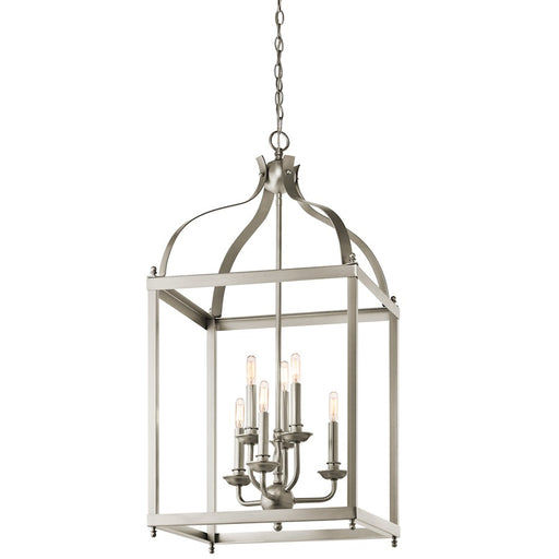Kichler Larkin 18in 6-Light Foyer Chandelier | Traditional Brushed Nickel Steel | Entryway & Two-Story Foyer | 18 x 36 in | Model 42568NI