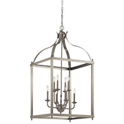 Kichler Larkin 24in 8-Light Foyer Chandelier | Traditional Brushed Nickel Steel | Entryway & Foyer | 24 x 48 in | Model 42591NI