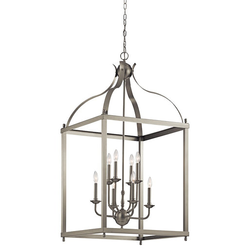 Kichler Larkin 24in 8-Light Foyer Chandelier | Traditional Brushed Nickel Steel | Entryway & Foyer | 24 x 48 in | Model 42591NI