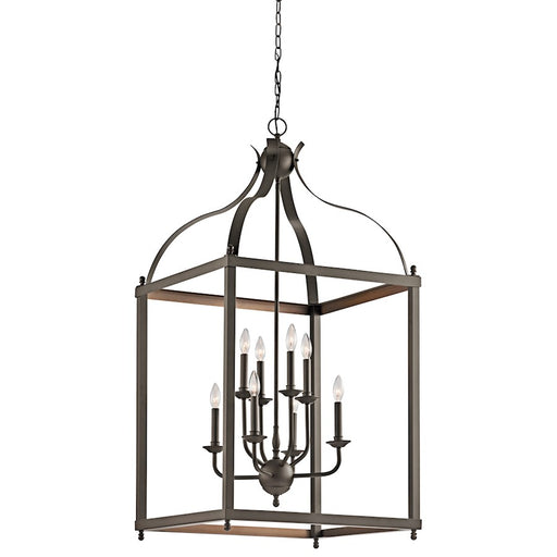 Kichler Larkin 24in 8-Light Foyer Chandelier | Olde Bronze Steel Cage | Entryway & Stairwell | 122in H | Model 42591OZ