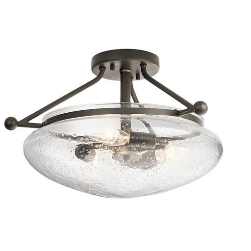 Kichler Belle 17in 3-Light Semi Flush Mount | Traditional Olde Bronze and Clear Seeded Glass | Living Room & Bedroom | 17 x 10.25 in | Model 42593OZ